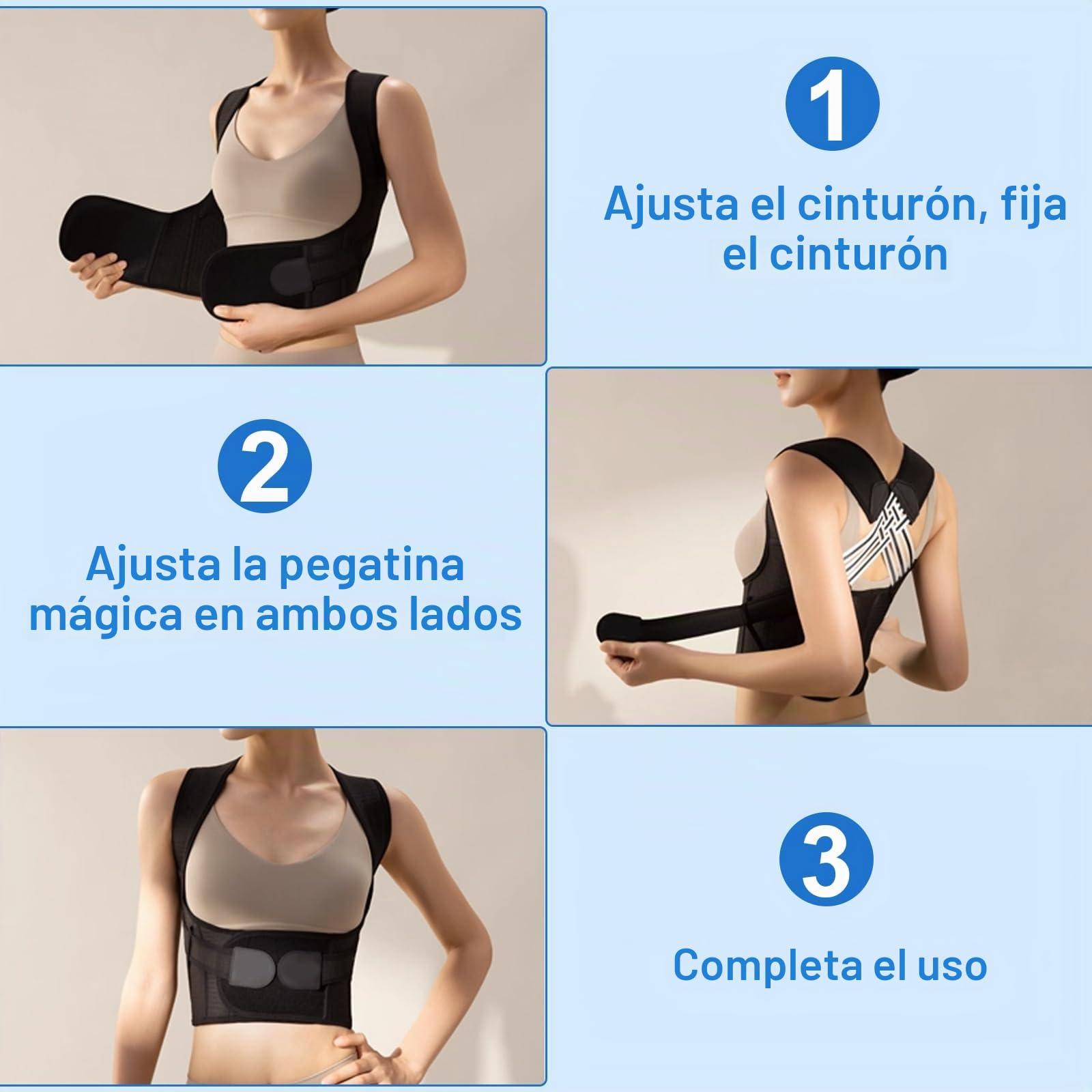 Cinturón de soporte lumbar ajustable, corrector de postura, entrenador de postura para mujeres y hombres, soporte de espalda completo para la columna vertebral y el hombro, ofrece alivio del dolor en