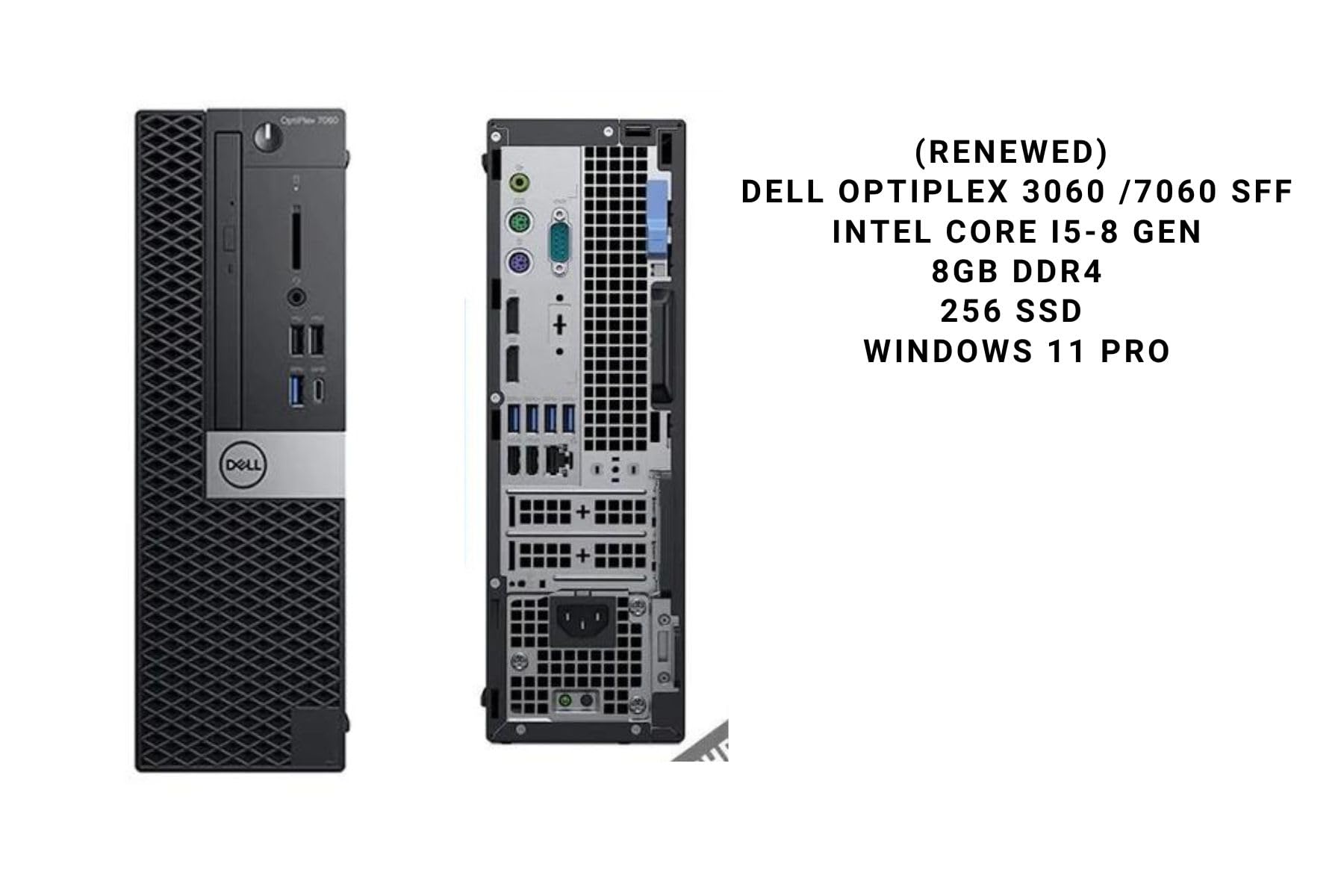 Refurbished) Dell Optiplex 3060 SFF Intel Core i5-8500 8GB DDR4 