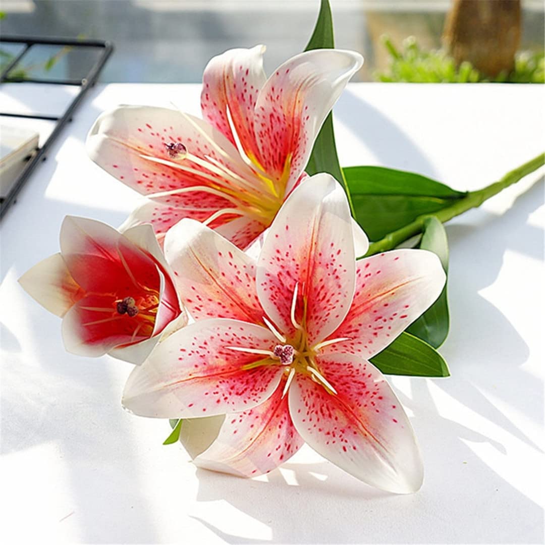Künstliche Blumen, Frühlingsdekoration, 3D-Gedruckter Lilienzweig für Heim- und Hochzeitsdekoration, künstliche Blumen für den Garten, H-Roze 1, H-Roze 1,H-Roze 1