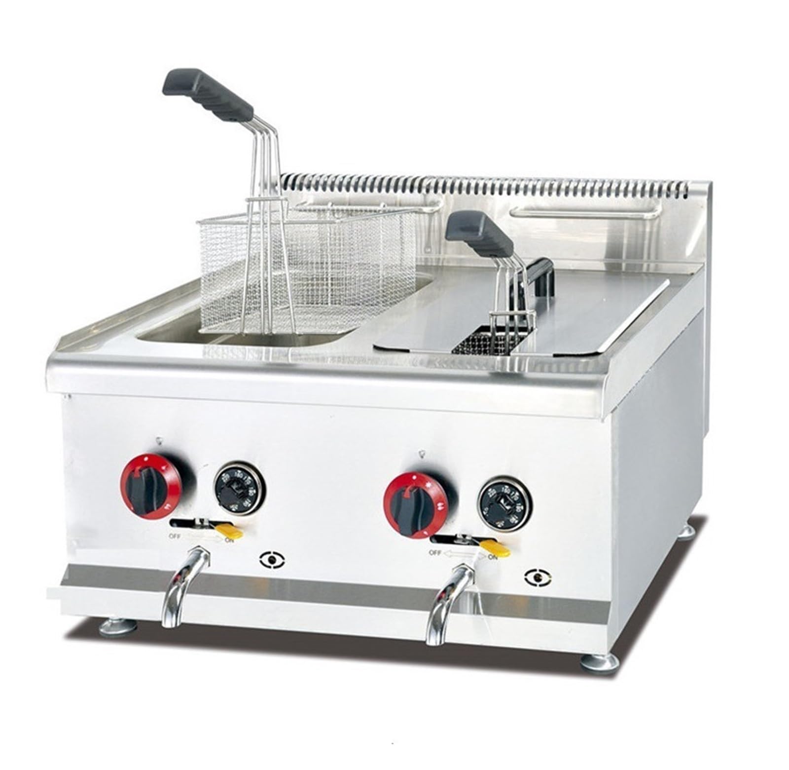 Freidora comercial con cesta, restaurante o freidora doméstica, extraíble de acero inoxidable gran capacidad for mostrador Cocina Fácilmente Una Gran Variedad Alimentos(GF-72A 660 * 650 * 480mm)
