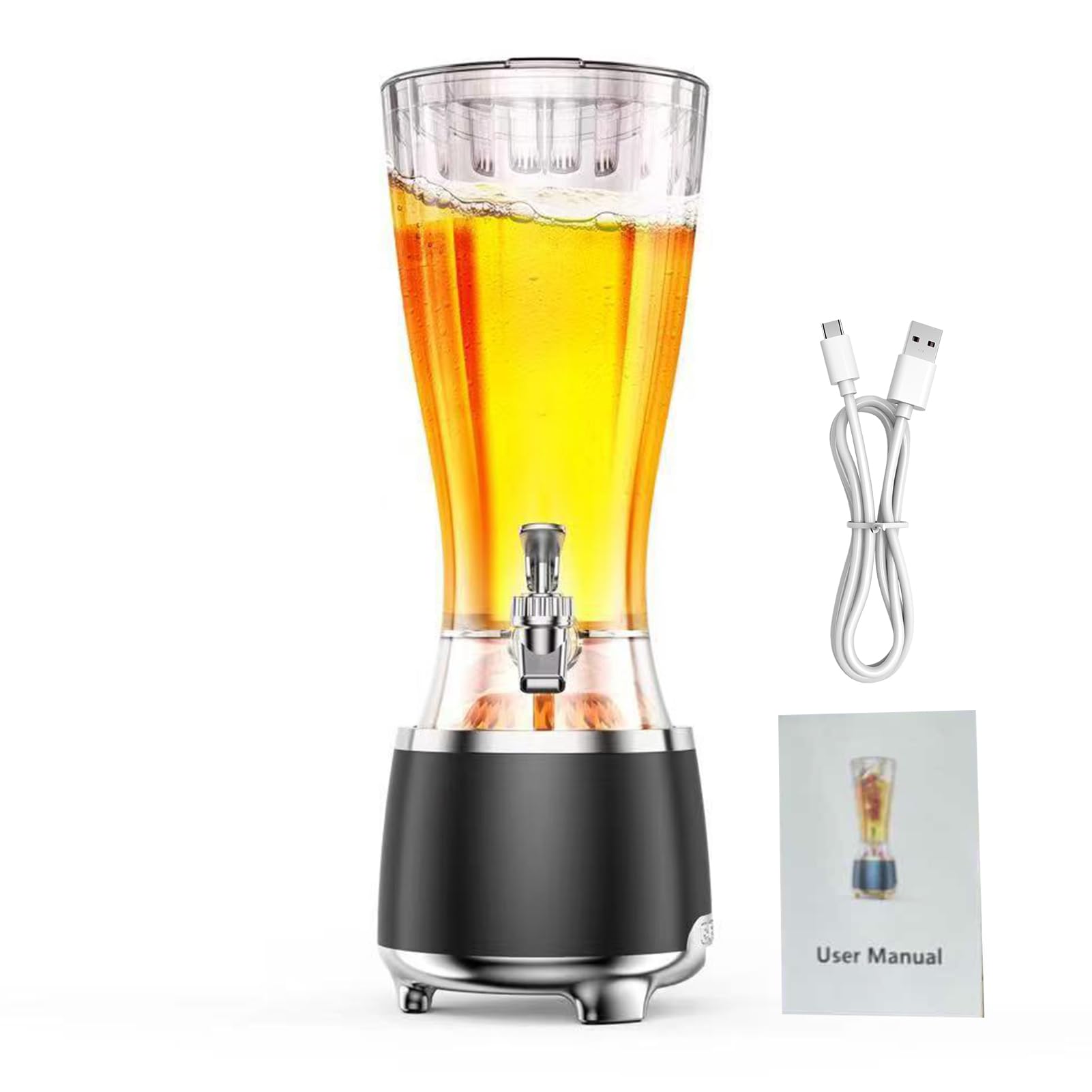 Pssopp Dozownik Wody Dozownik Napojów 2 w 1, Pojemnik na wodę o Dużej Pojemności 2,5 L, na lemoniadę, Sok, herbatę i Napoje Imprezowe Nan (BLACK)