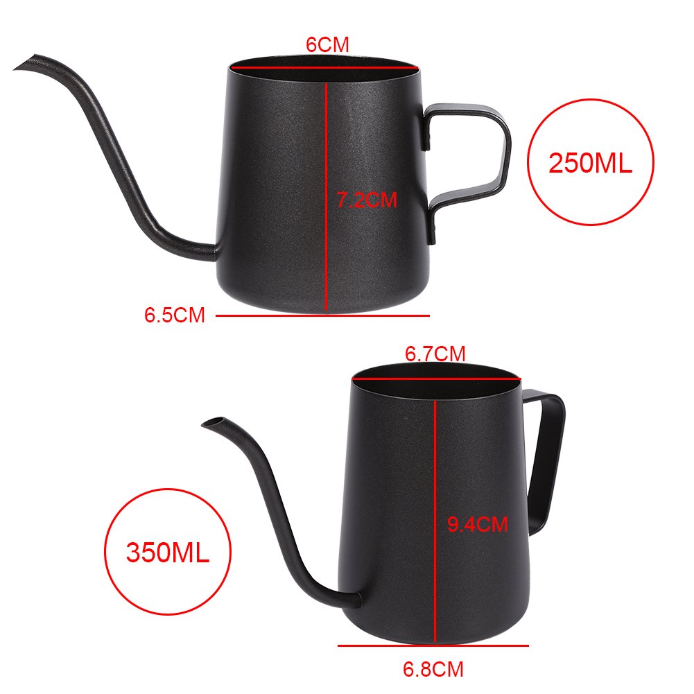 Nero Pittura in Acciaio Inox pour Coffee Drip Pot bollitore con beccuccio Over a Collo d' Oca Control 250 ml/350ml