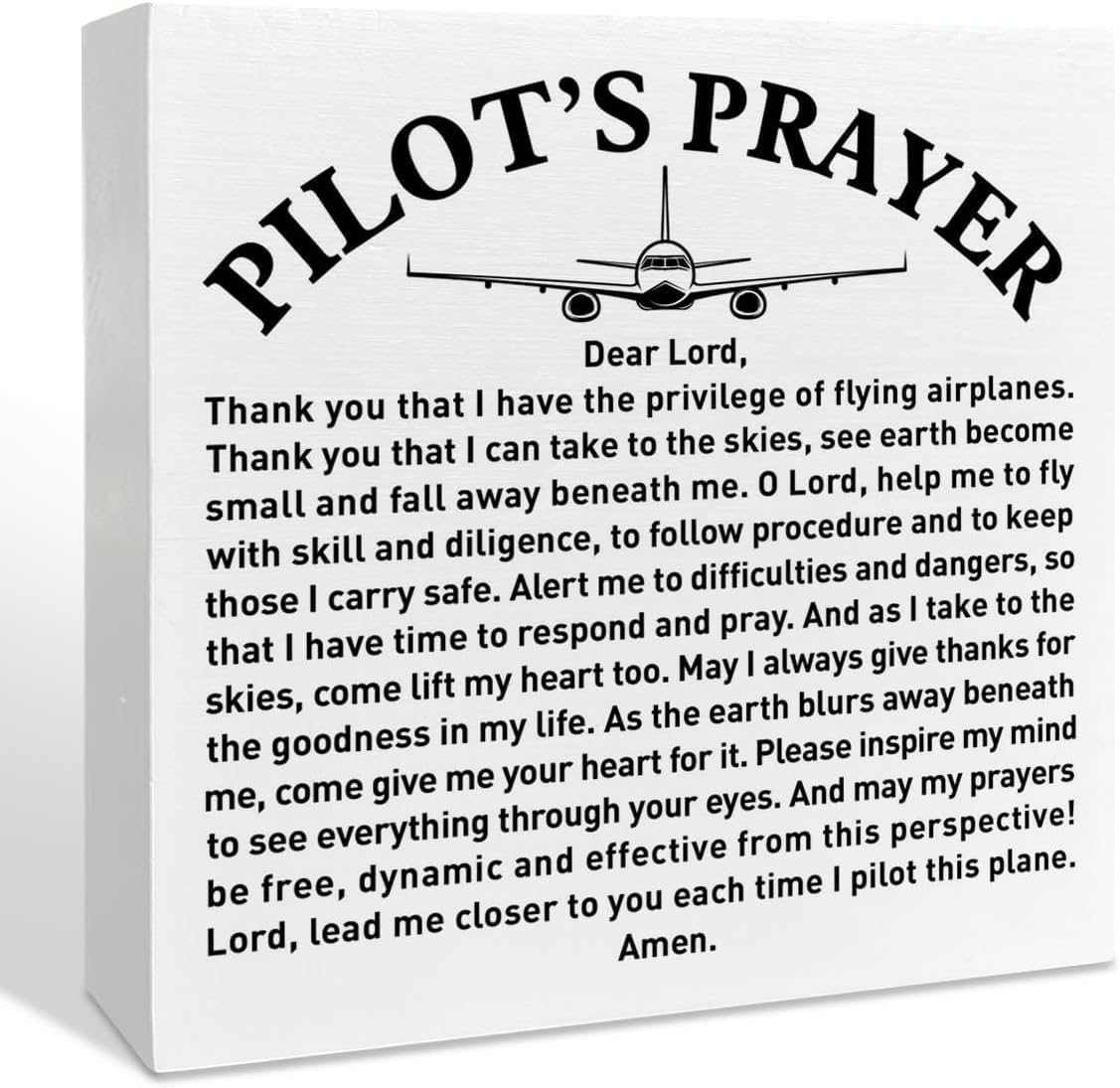 Pilot ' s Prayer Box Sign 7x7 Inch Wooden Desk Decor