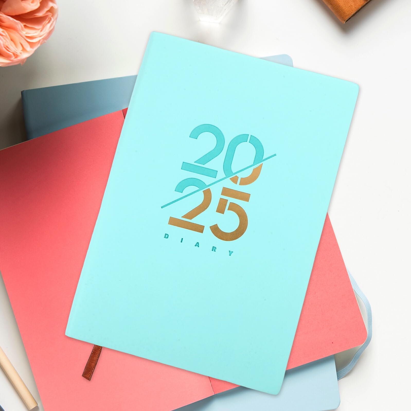 Housoutil 4 Piezas Planificador Diario Estudiantes y Profesionales Cuaderno de Notas Portátil con Calendario Mensual y Semanal Agenda y Ligera para Organización y Gestión
