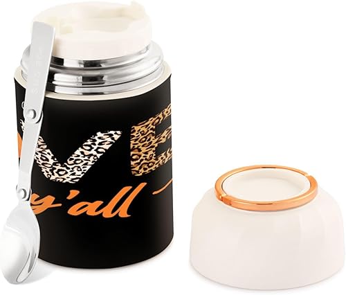 Miniatura 2 de CUPADA Love Fall Y'all Thermos Food Jar for Hot and Cold, Creative Pumpkins Love Insulated Hot Food Jars Vacuum 17OZ with Folding Spoon for School
