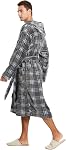 Robe Homme avec Hood, Robe Cozy Fluffy pour hommes en peluche de luxe Peigne Plaid pour l'hiver