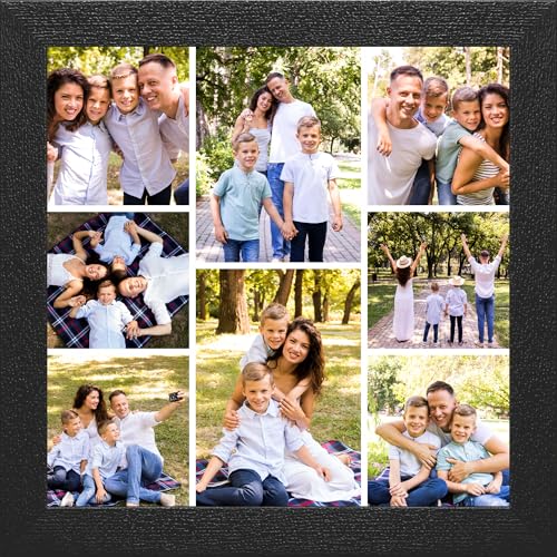 Image of Mad Masters Customized Photo Frame | 8 Photo Collage | Personalized Wall Frame for Couple, Family, Kids, Friends | Home Decor & Gift (30.5 x 30.5 cm, Black, SQ4)