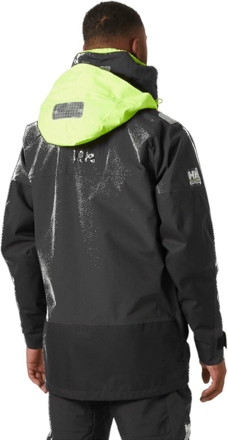 Helly Hansen Offshore Sailing Jacket - Cordura Waterproof Jacket - Packable Neon Hood - SOLAS Reflective Rain Gear - Image 4