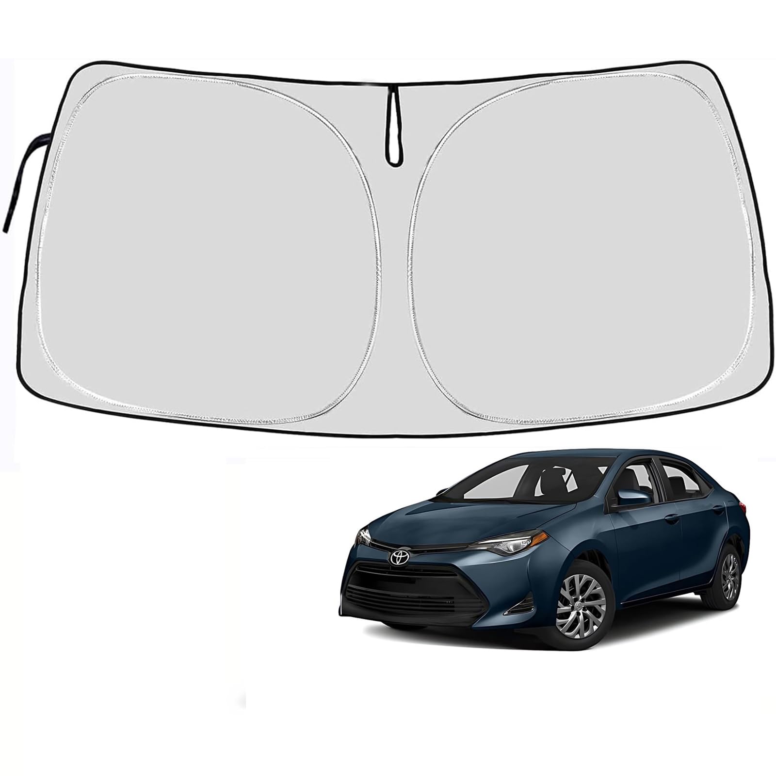 Toyota Corolla Windshield Sun Shade Cover for 2014-2023 Toyota Corolla 4-Layers Front Window Shade 240T Sunshade Sun Visor Protector Foldable Blocks UV Rays (Not for Corolla Cross) (2014–2023 Corolla)