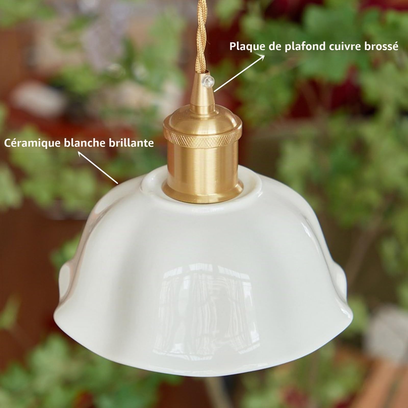Lampe Suspendue Vintage Suspensions Luminaire Plafonniers Créative en Céramique Blanc Lustre de Plafond Rétro E27 Lampe à Crochet pour Cuisine Salle à Manger Chambre