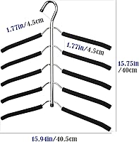 Vista 7 de Perchas de ropa que ahorran espacio, 4 paquetes de 4 paquetes de brazo oscilante antideslizante acolchado percha de 5 capas de acero inoxidable