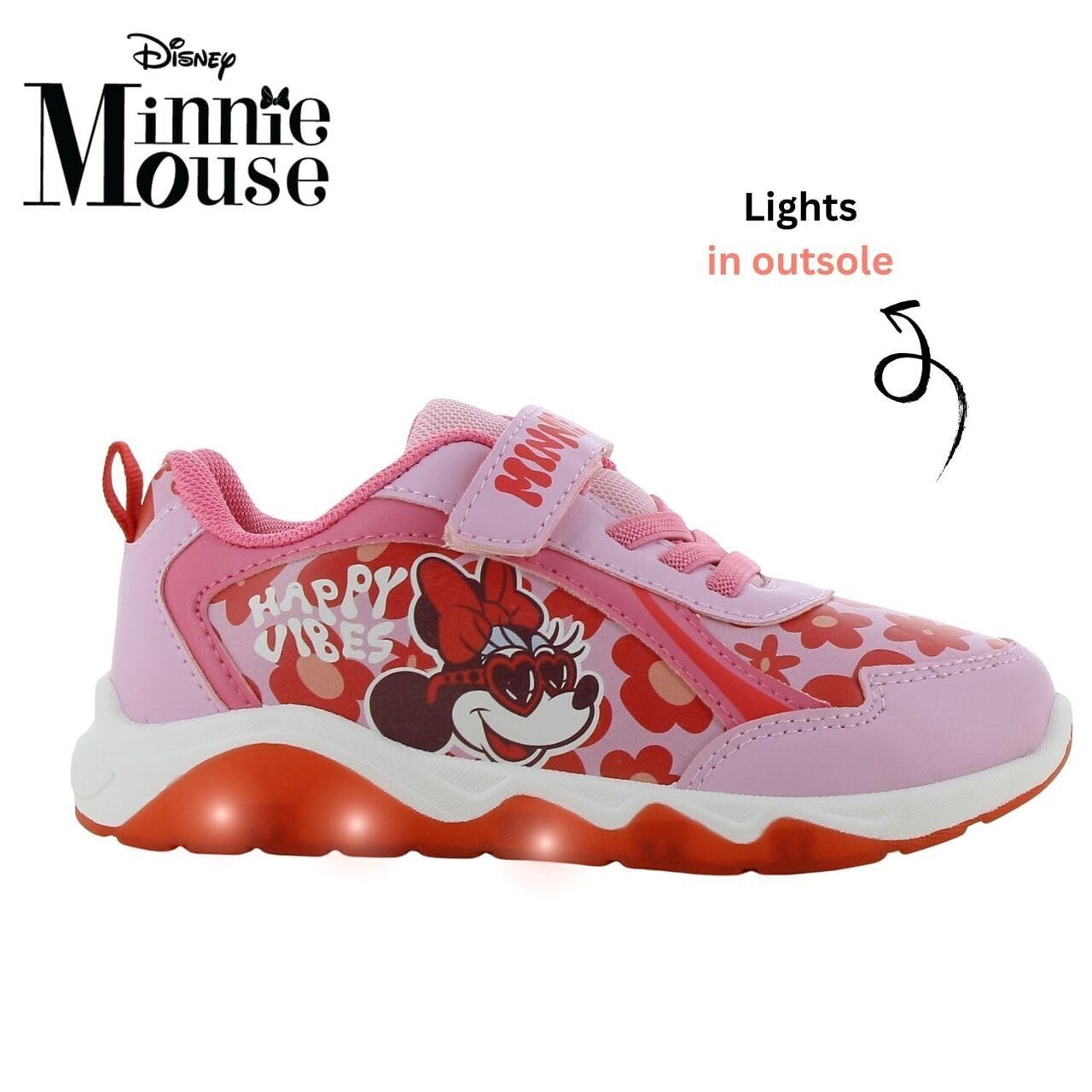 Leomil Disney Minnie Basket Enfant Fille Lumineuses | Chaussure lumineuse Fille, Lightweight EVA sole, Idéal pour l'école et les loisirs, Mickey & Friends, Cadeau pour Enfants