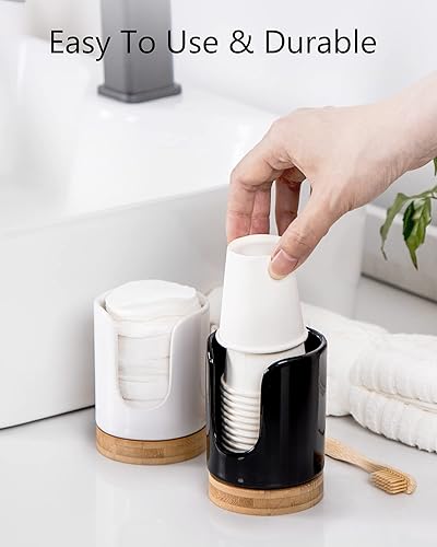 Miniatura 6 de Dispensador de tazas de baño de cerámica, soporte desechable de papel y plástico de 3 onzas, dispensador de tazas de enjuague bucal para baño,