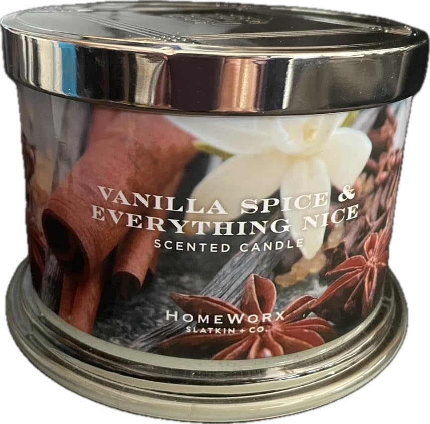 Homeworx3 Wick Vanilla Spice & Everything Nice 14 Oz Notes of Vanilla Bean, Cinnamon Stick, Allspice, Clove