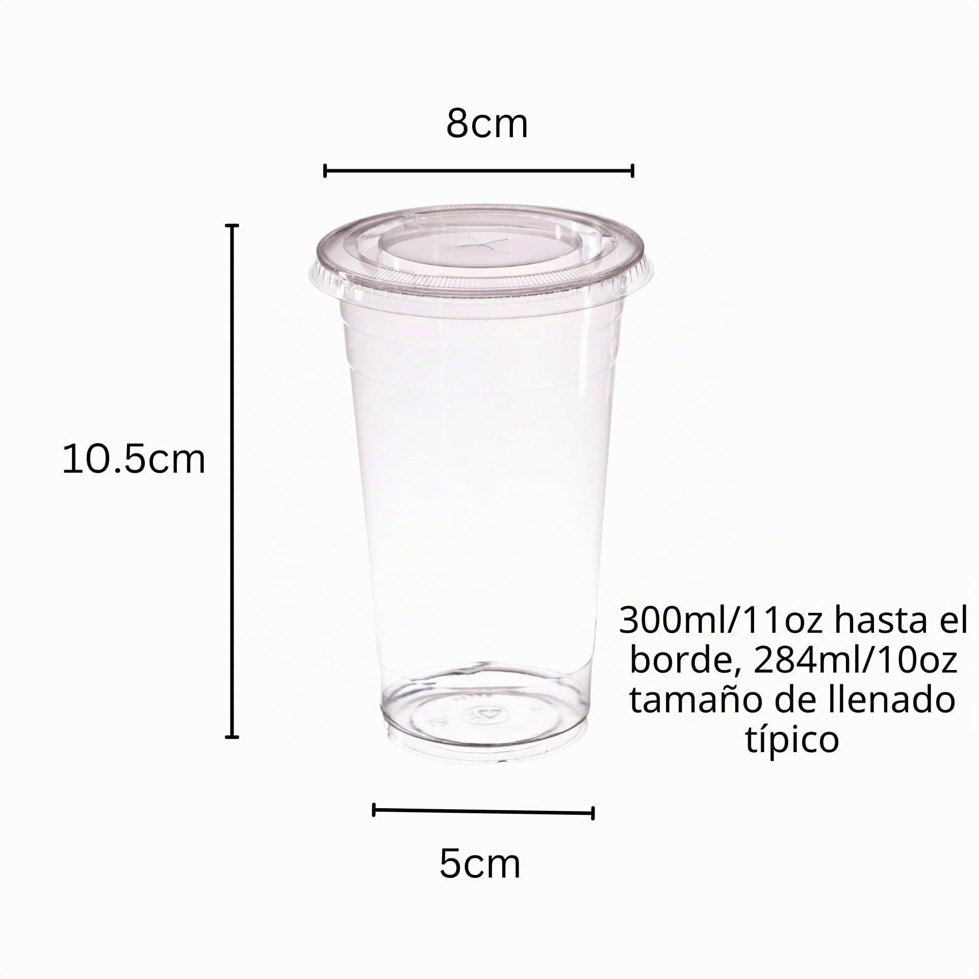 AIOS 50 vasos reciclables de PET para llevar con tapas planas de escotilla cruzada, para bebidas en movimiento (pequeño: 300 ml)