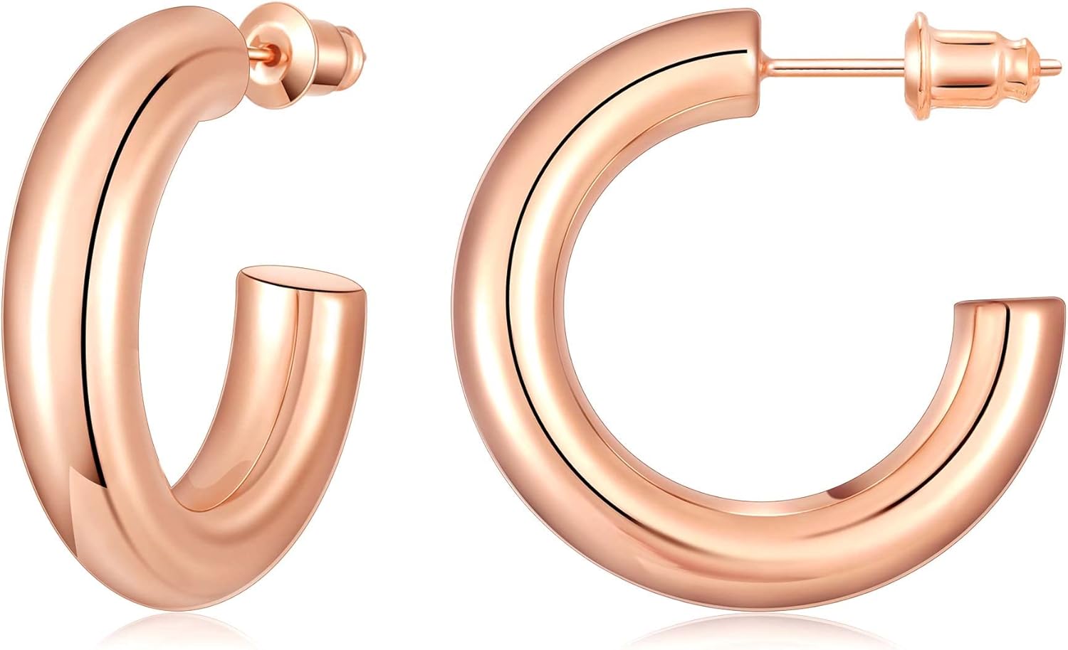 Gacimy Chunky Hoop Earrings for Women 14K Gold Plated, 925 Sterling Silver Post Hoops for Women