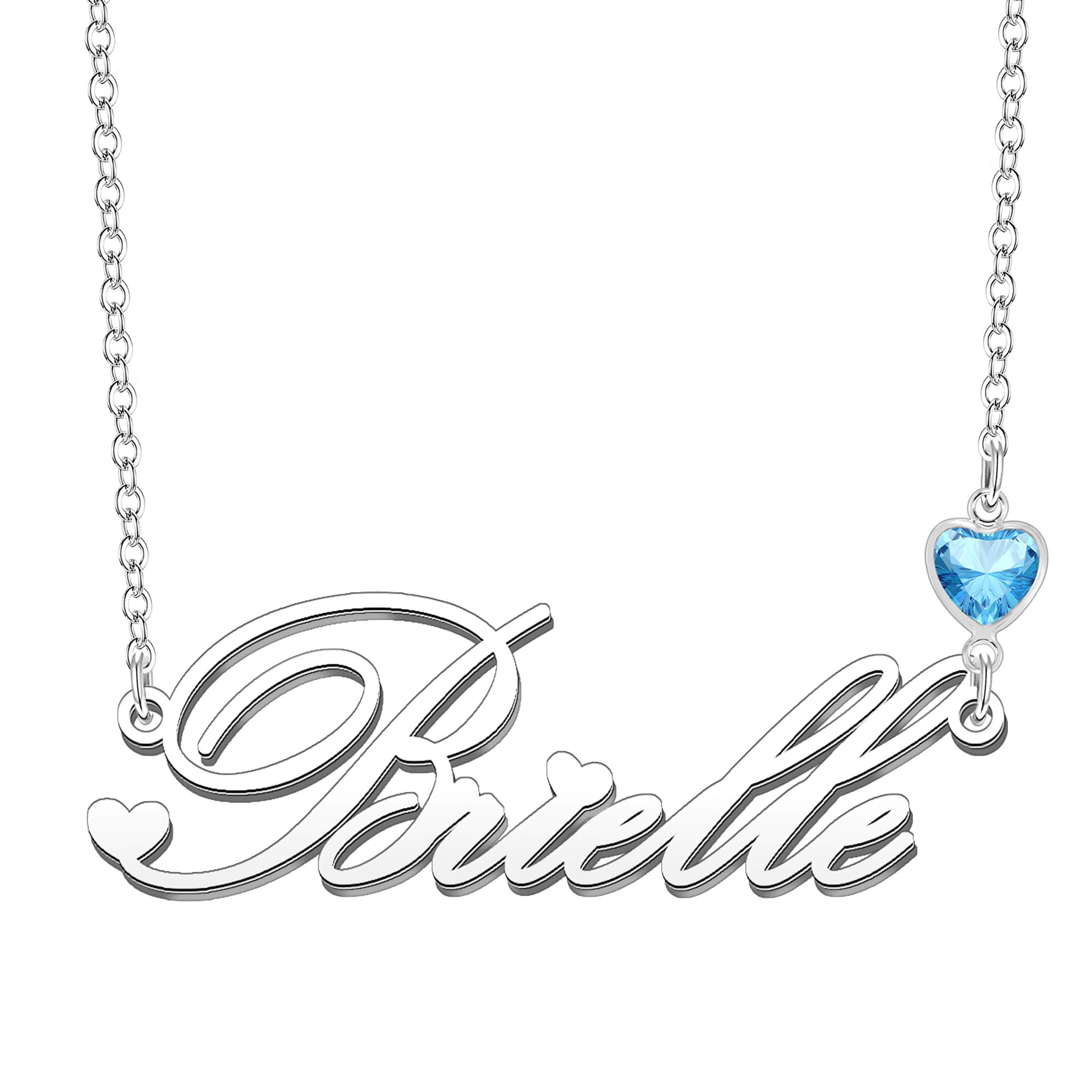 KravenPersonalized Dainty Name Necklaces Blue Birth Stone Custom Engraved Initial Nameplate Pendant Choker Customized Birthday Mother Christmas Gifts for Women Girls Teen Daughter