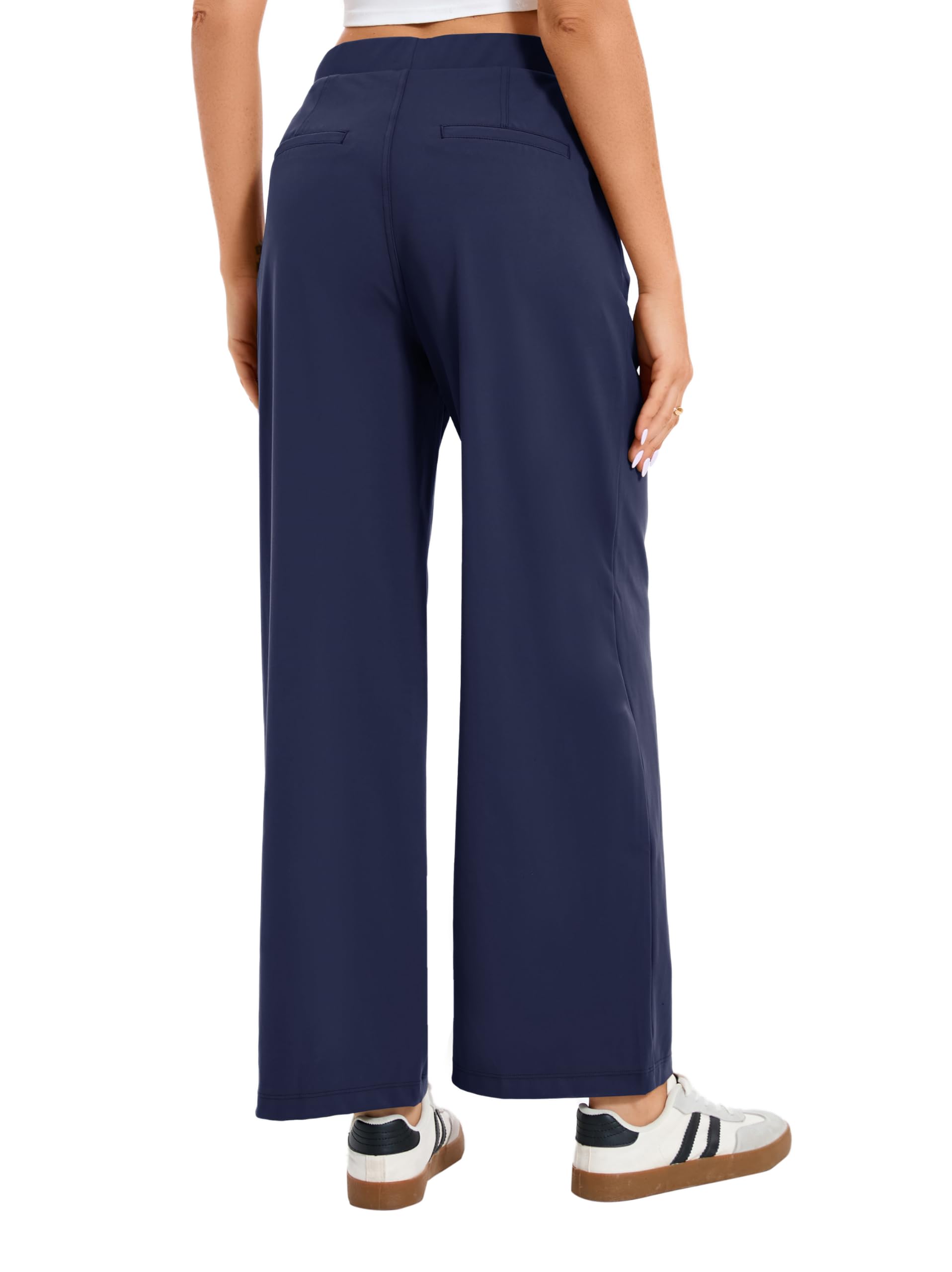 Oyamiki Pantaloni da lavoro, da donna, casual, a vita alta, elasticizzati, in tessuto, con tasche, per ufficio, per il tempo libero
