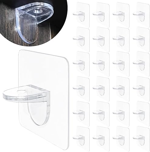 AccEncyc Soporte adhesivo para estante de 2.8 pulgadas, sin perforaciones, clavijas de soporte de estante sin clavos para estantes, armario de