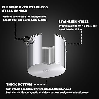 Cook N Home Professional Stockpot, 5 Quarts, Silver