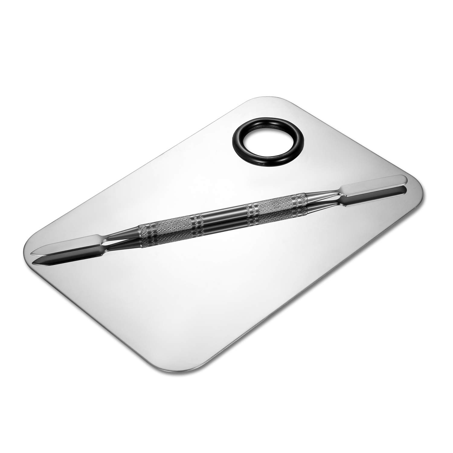 JewelryWe Paleta de maquillaje de acero inoxidable con espátula (2 unidades)