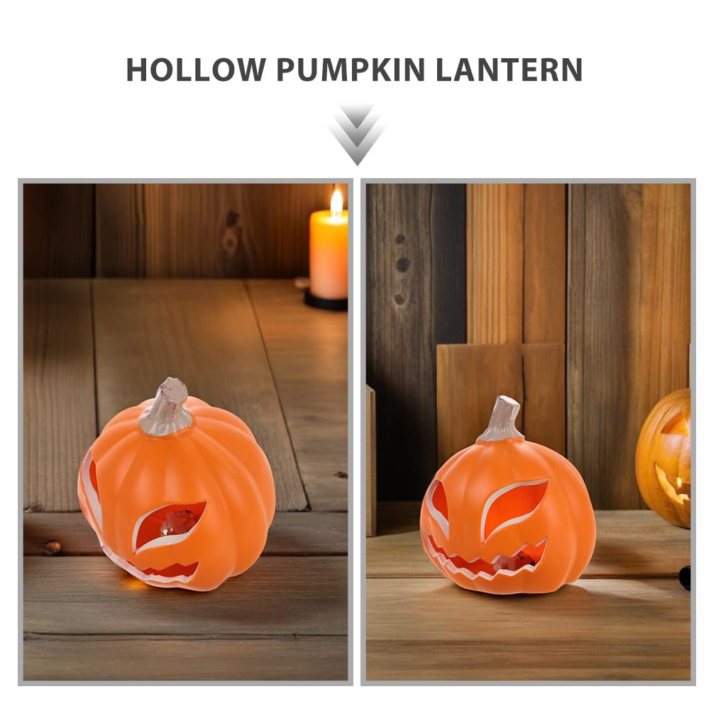 UPKOCH Lanterna cava a forma di zucca, 2 pezzi, per Halloween, con luci a LED incandescenti, per vetrine, feste e negozi