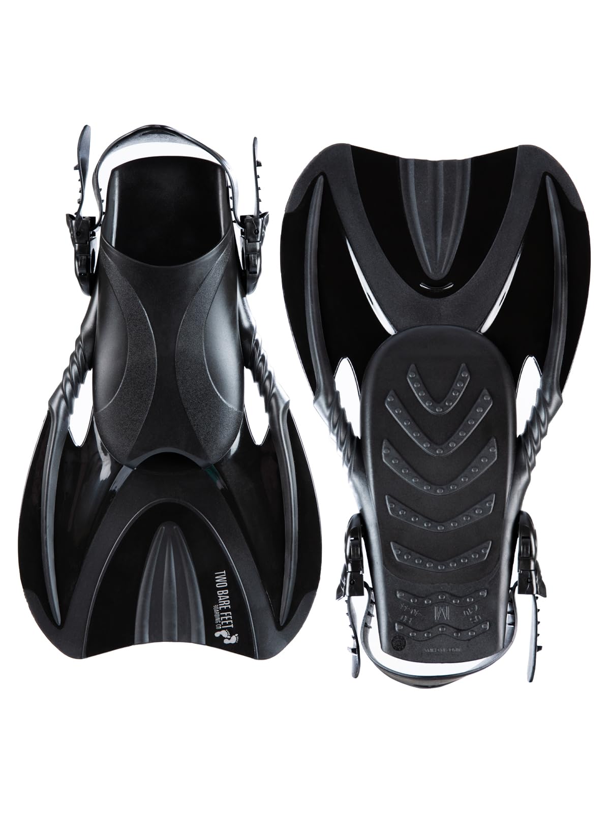 Two Bare Feet Open Heel DiveSport Swimming Diving Fins for Snorkelling for Men Women and Kids (Black, L)