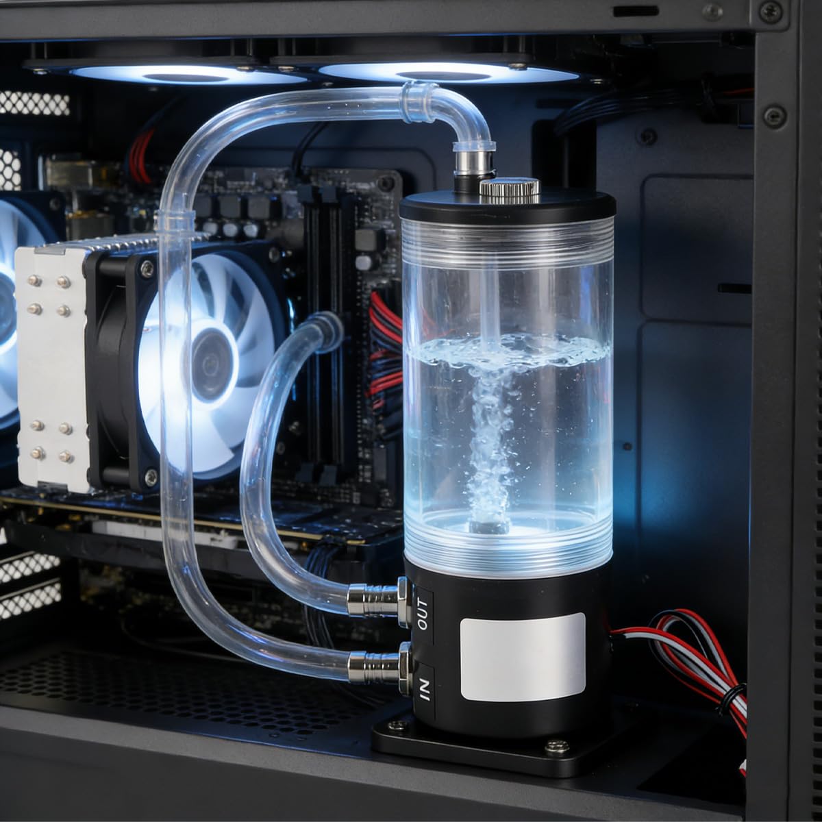 Qury Pompa chłodząca wodą PC ze zbiornikiem wyrównawczym, pompa wodna CPU, ultralekka, do komputera, szybkie odprowadzanie ciepła 500 l/h