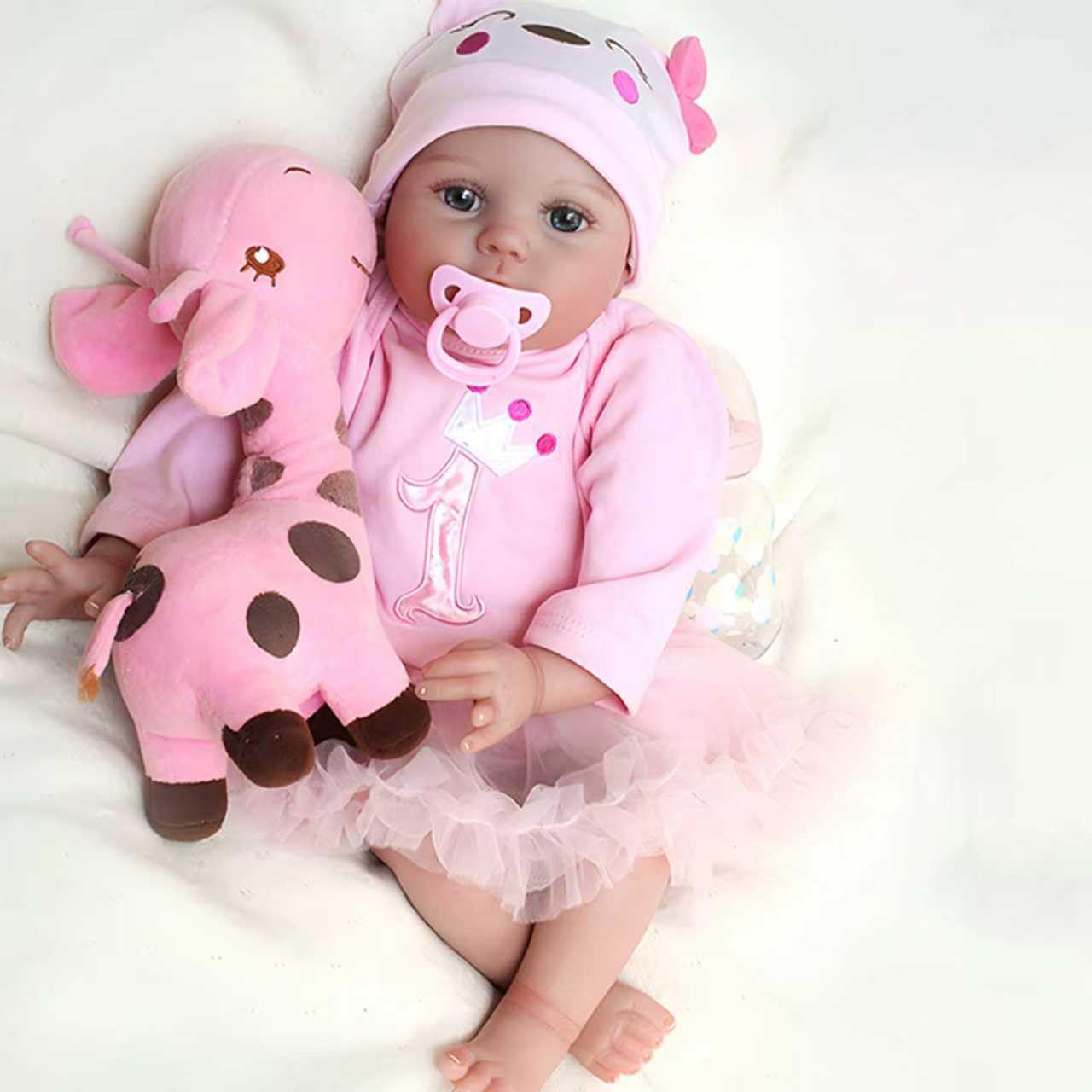 Reborn Puppe 22 Zoll 55 cm Reborn Baby Puppen Realistische Baby Reborn Puppen Neugeborenes Baby Puppe Weicher Körper Reborn Kleinkind Puppen Kindergeschenke