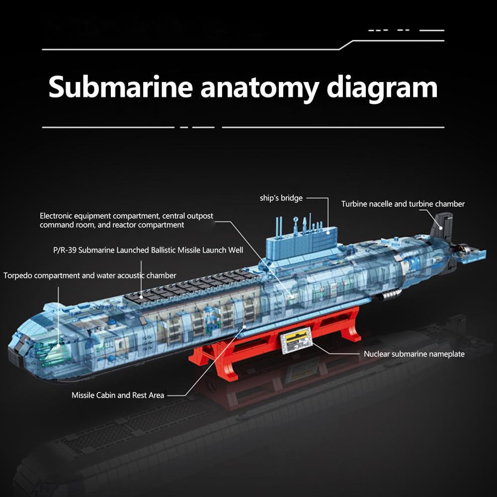 DUANT 628020 941 Modell Atom-U-Boote Bausteine Bausatz, 4474 Stück Militär Atom-U-Boot-Komponenten von Kriegsschiffen, Sammelbar Zeigen Sie U-Boot Modelle Spielzeug und Geschenke
