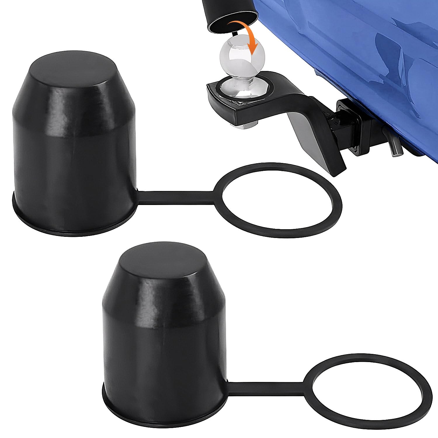 KOMUNJ 2 Stück Anhängerkupplung Abdeckkappe, Staubdicht und Wasserdicht für Auto, Wohnmobil, Anhänger Kugelkopfschutz (Schwarz)