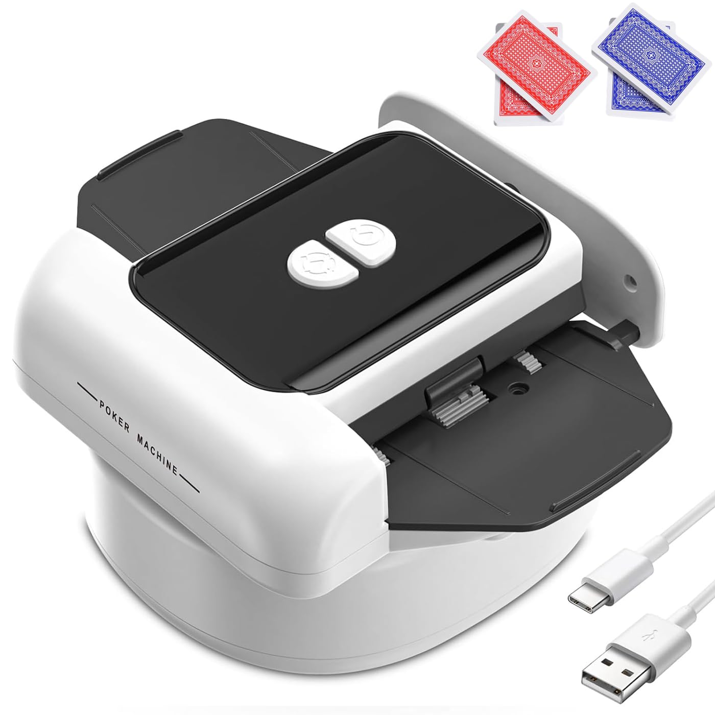 Máquina barajadora automática de tarjetas, portátil, recargable, modo doble, diseño compacto para el hogar, sala de juegos, viajes, reuniones familiares y fiestas