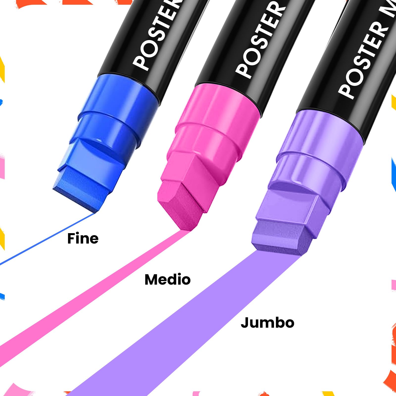ZENO Pennarelli Acrilici Jumbo – 12 Colori Vivaci, Punta Chisel 3-in-1 da 15 mm, Pennarelli Vernice Waterproof per Legno, Sassi, Tessuto, Vetro, Poster, DIY, Bambini e Artisti