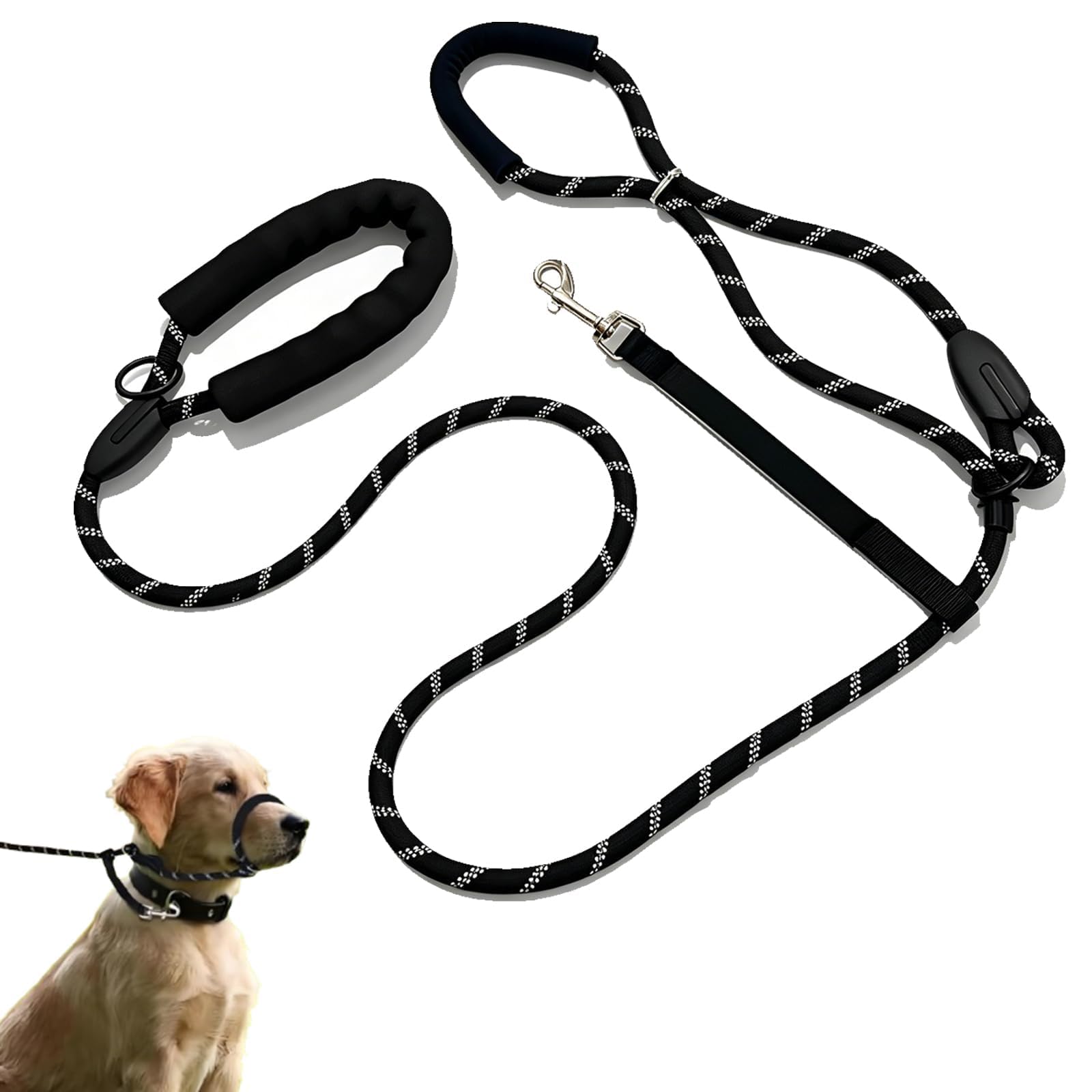 1 Pc Figure of 8 Dog Lead, Anti Pull Dog Lead, No Pull Dog Lead (Black）