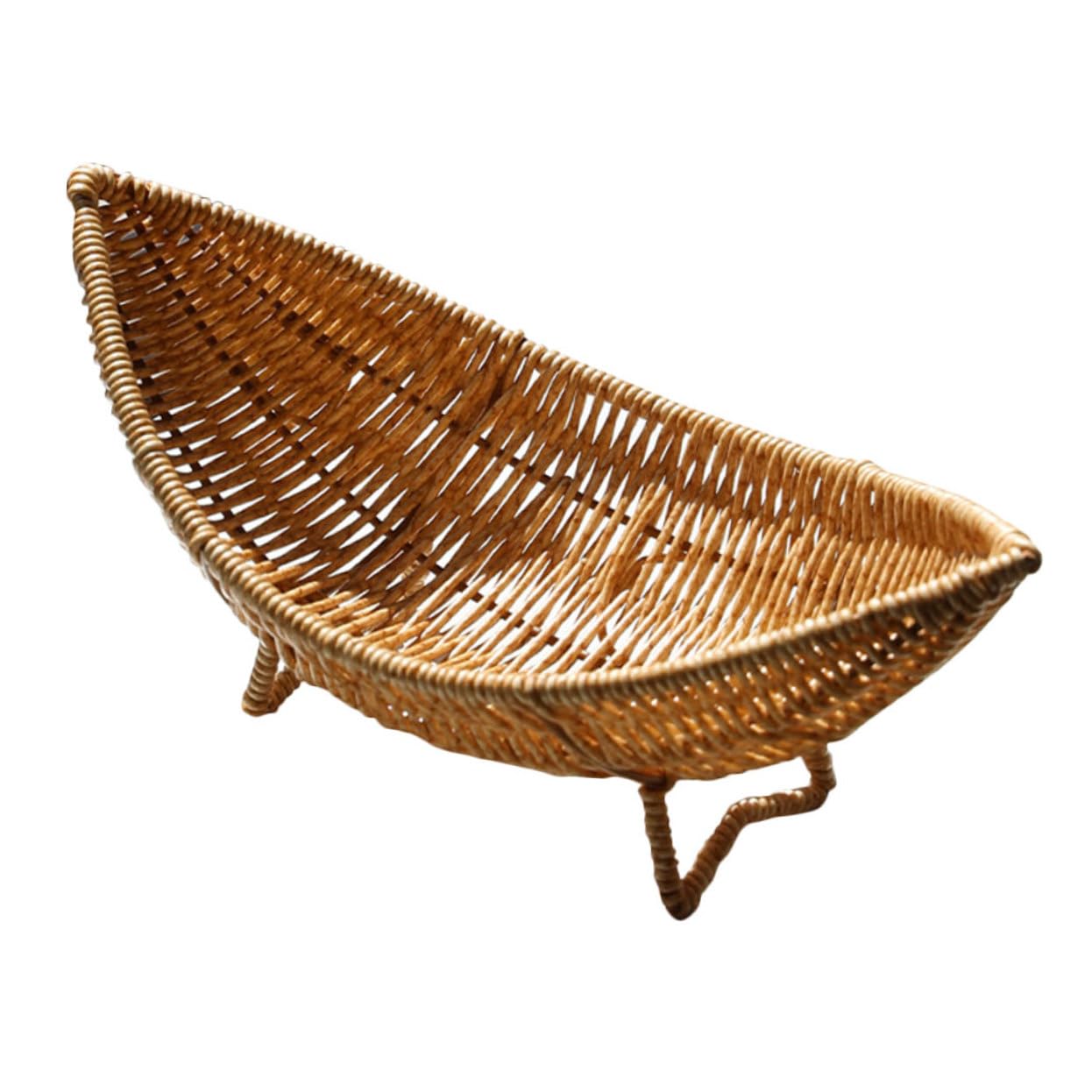 Hand Woven Shaped Basket Fruit Vegetables Eggs Wicker Bread Basket Scalloped Decorative Serving Tray Kitchen Countertop Tabletop Storage