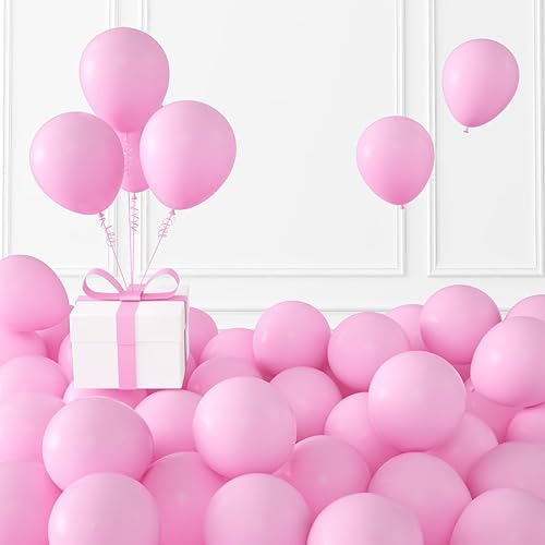 KALOR Globos de color rosa claro, 100 globos de látex mate de 5 pulgadas para arco de guirnalda de globos, decoración de cumpleaños de niña, fiesta