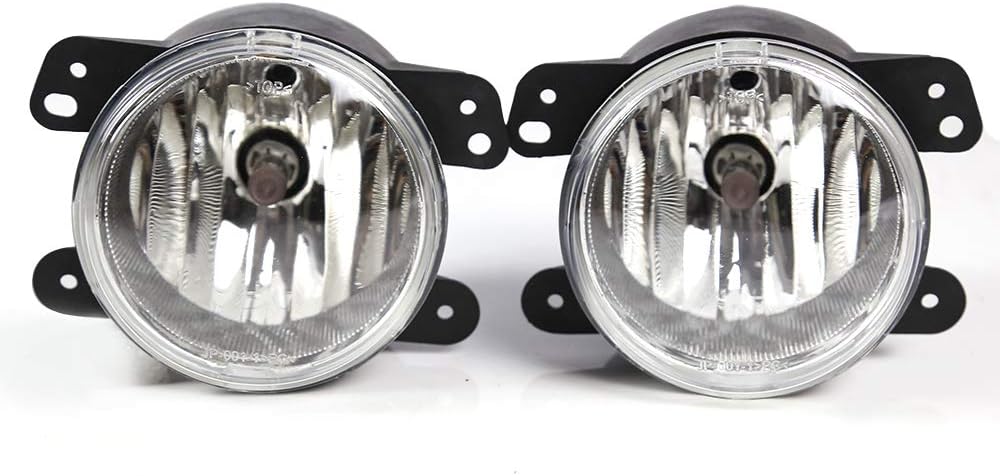 IKON MOTORSPORTS Fog Lights Compatible With 2007-2016 Jeep Wrangler 2005-2010 Chrysler 300 PT Cruiser, Clear Fog Lamps
