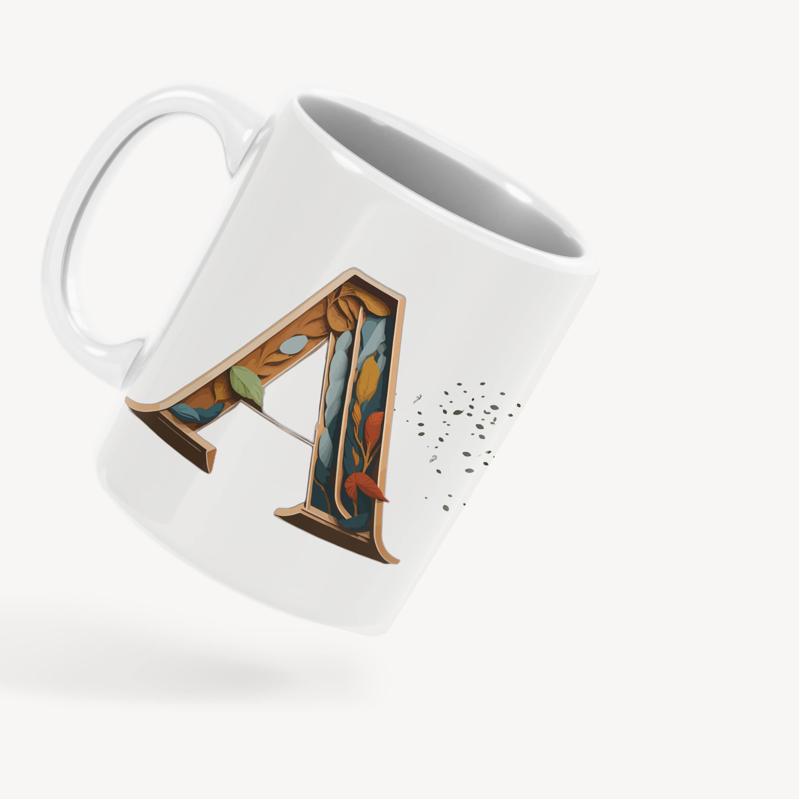 Alphabet A - Original - Express yourself, Custom Rare Unique funny quote, Hot & Cold Friendly Drinking Porcelain cup - Big Things happen over coffee - Name Series