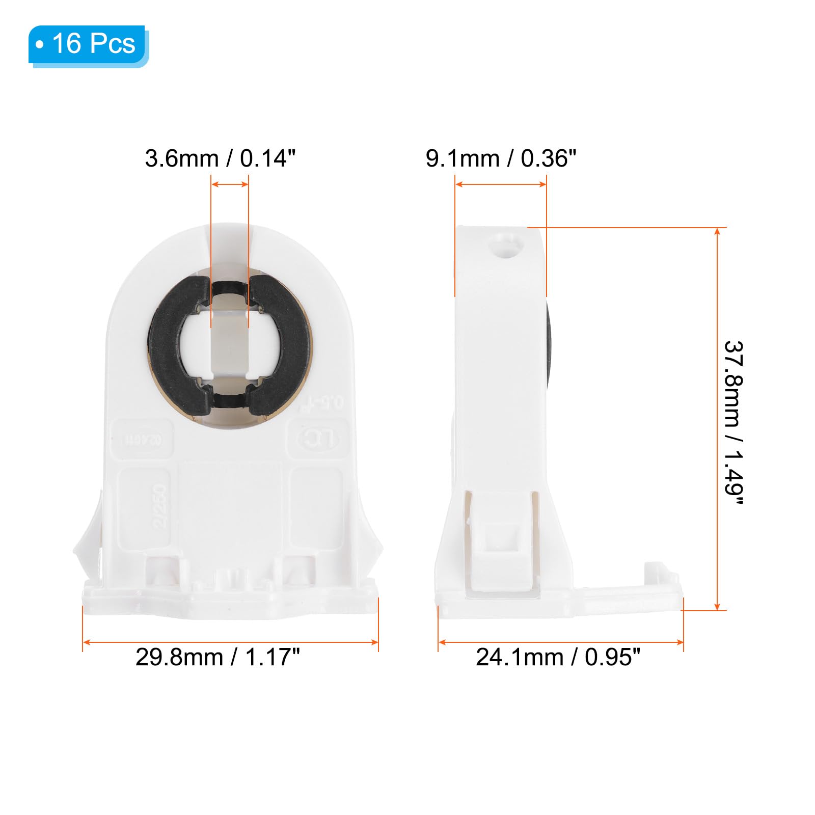 PATIKIL T8 Lamp Holder,16 Pcs G13 Light Socket Base Non-Shunted Tombstone Flame Retardant Lamp Sockets for Integrated LED Fluorescent Tube White - Image 2