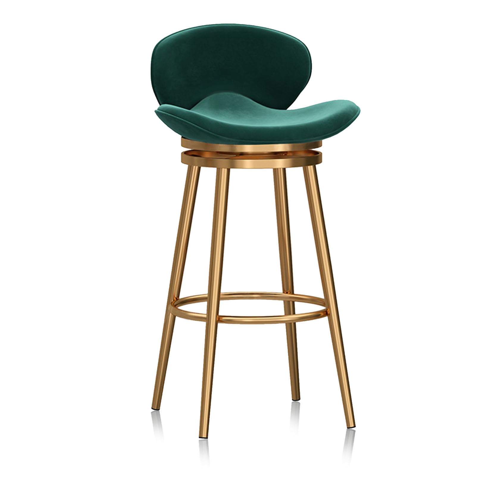 AYCDL Green Velvet Bar Stool with 360° Swivel Seat Backrest and Footrest Luxury Design for Home Kitchen Island Set of 1