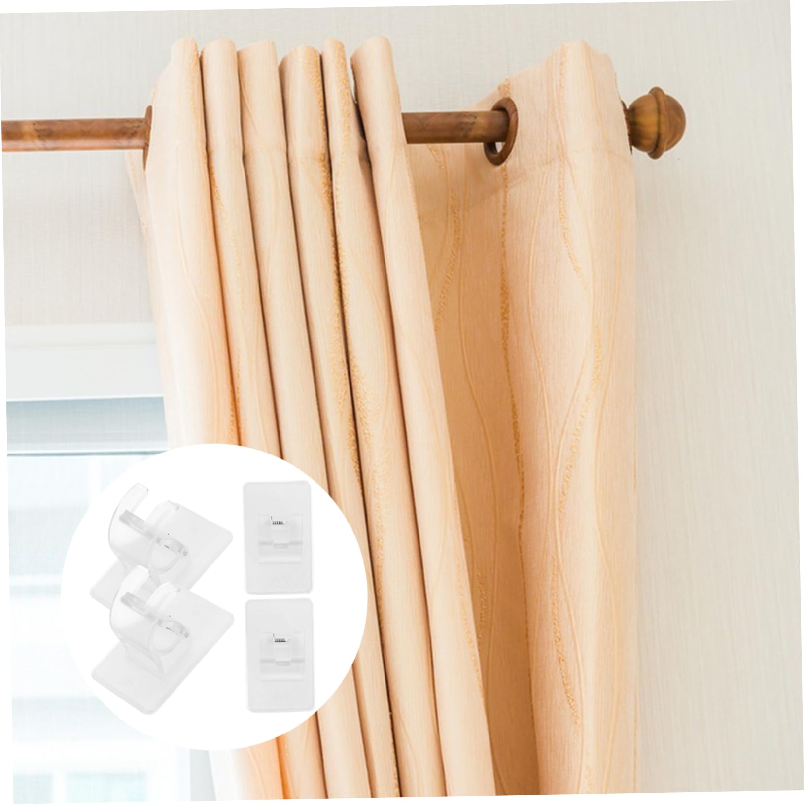 MAGICLULU 5 Ensembles Supports Auto Adhésifs pour Tringles À Rideaux Lot de Crochets Fixes pour Salle De Séjour Cuisine Et Salle De Bain Installation Facile Et Pratique Capacité 4 Pièces * 5