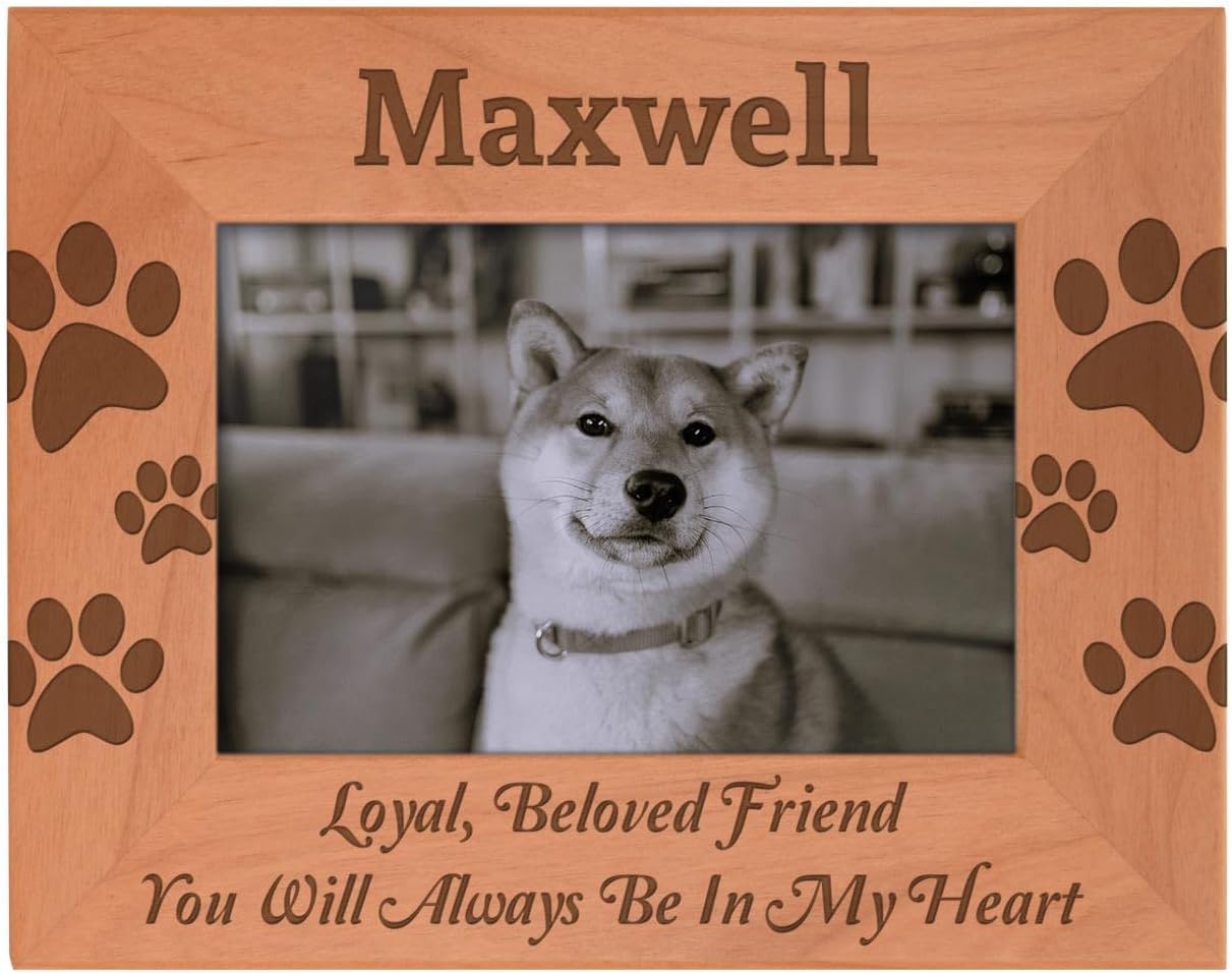 Custom Pet Bereavement Gift Add Name Personalized Natural Wood Engraved 4x6 Landscape Picture Frame