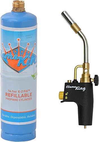 Flame King Soplete de alto rendimiento con tanque de propano de 1 libra con llama ultra remolino para soldar, soldar, fontanería, iluminación de