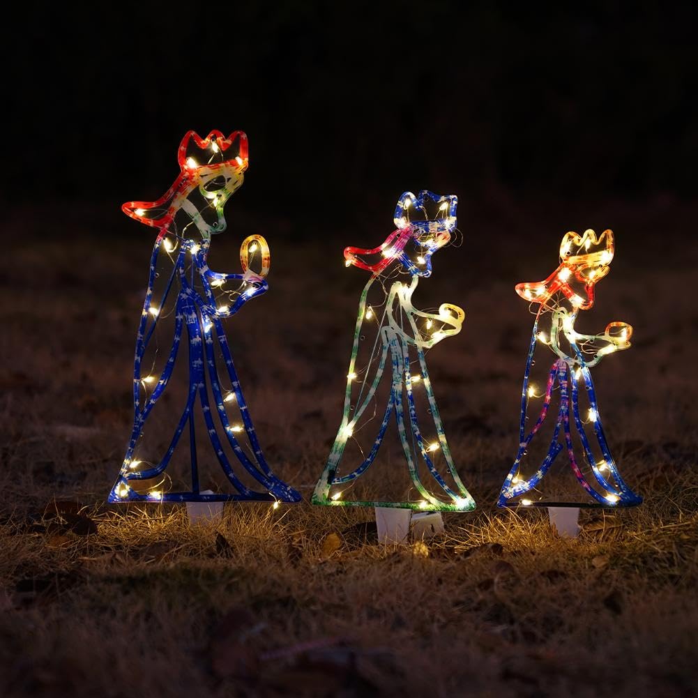 ZIRYXQ Decoración de luces LED de tres reyes con diseño de silueta de tres reyes para jardín, patio, decoración de Navidad