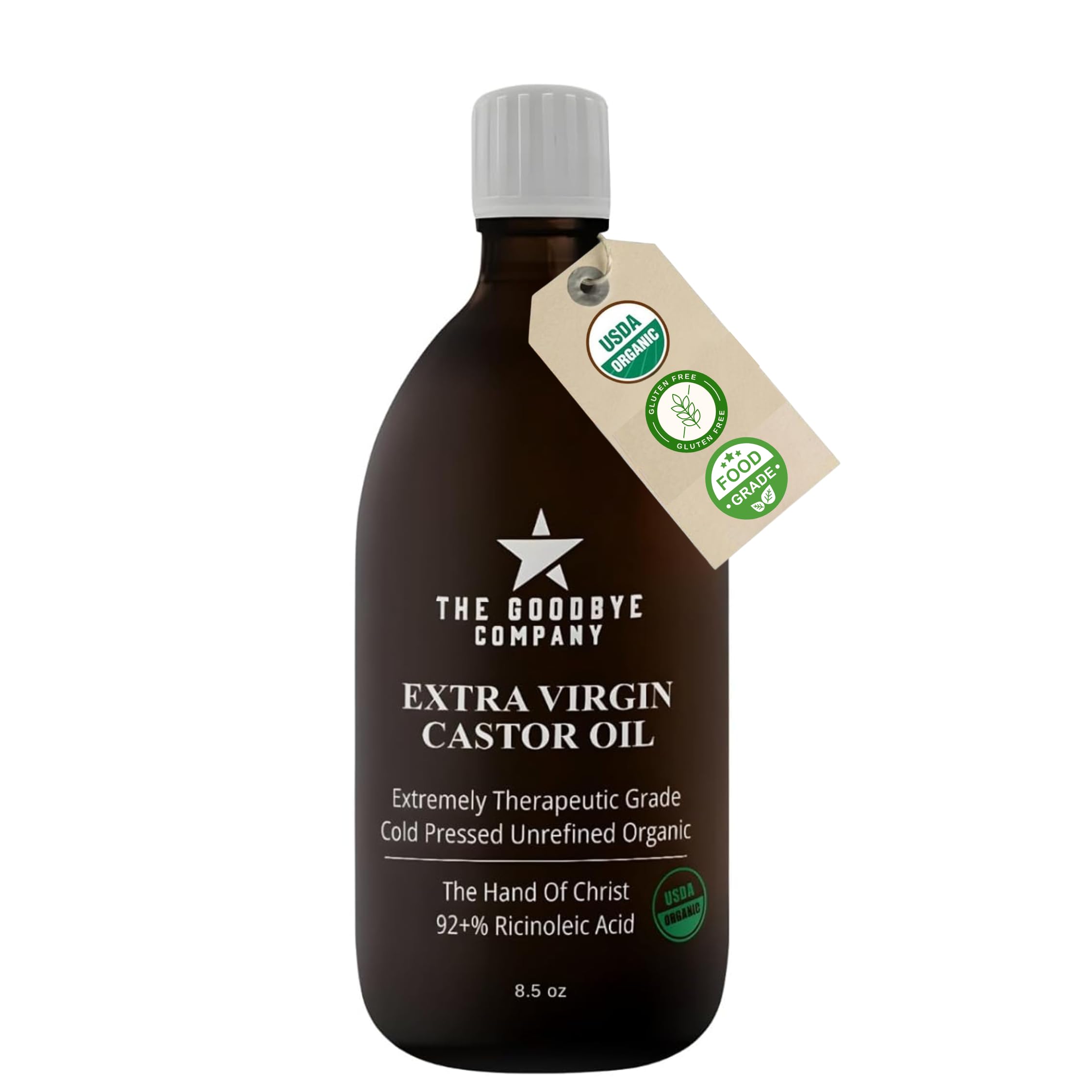 The Goodbye Company Organic Castor Oil – 100% Pure Extra Virgin, Cold-Pressed & Unrefined – Hexane-Free – Nourishing Oil for Healthy Skin, Hair Growth & Eyelashes (250mL)