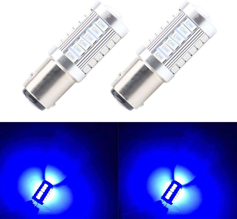 OSC 2pcs Blue 1157 BAY15D 5630 33SMD LED Bulbs 900 Lumens Bright Brake Stop Parking Light Parking signal lamp Rverse lights Side Markers Lamp DC 12-30V 3.6W