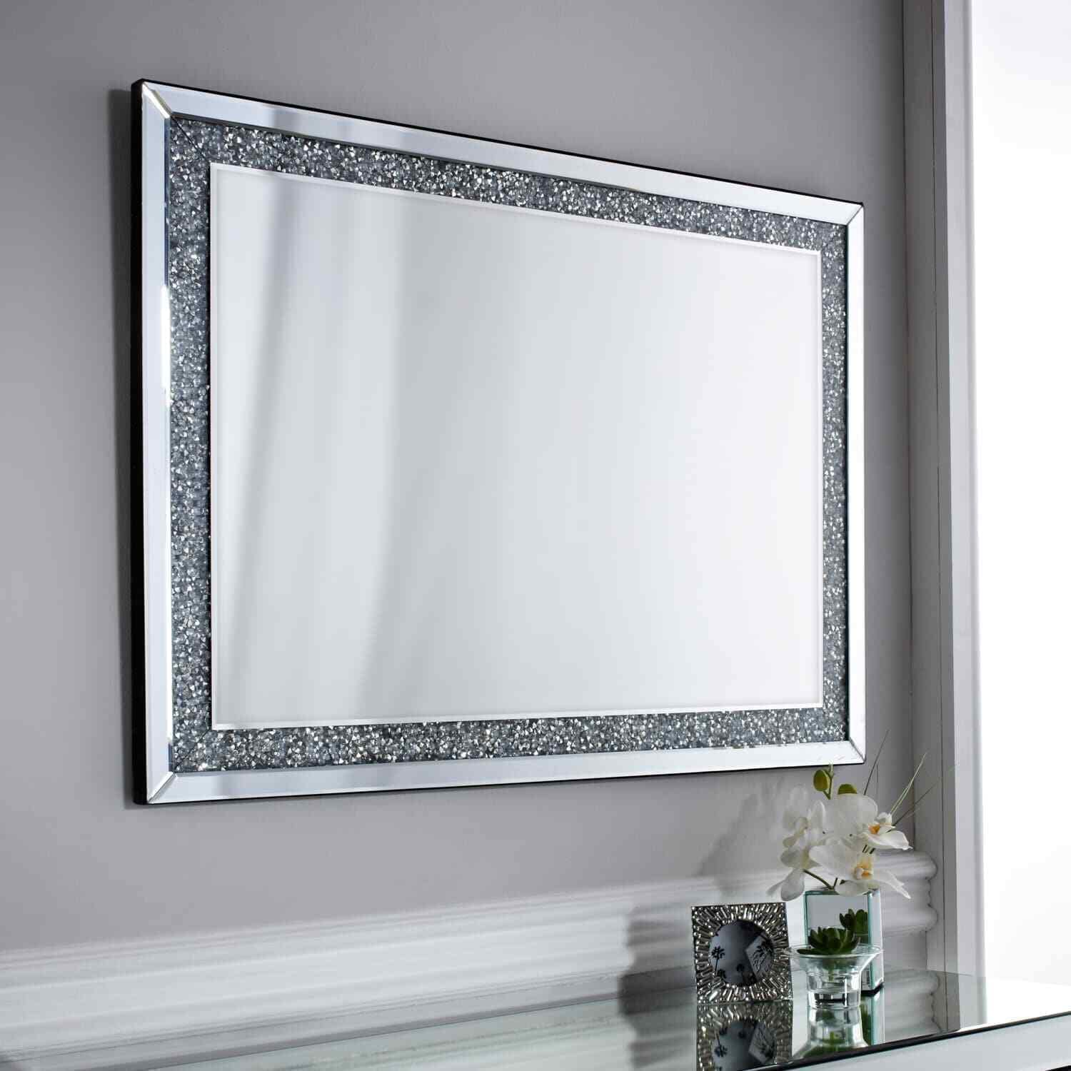 DEENZ Extra Large Diamond Crushed Gems Crystal Mirror 80Cmx120Cm Lounge Jewelled Bling
