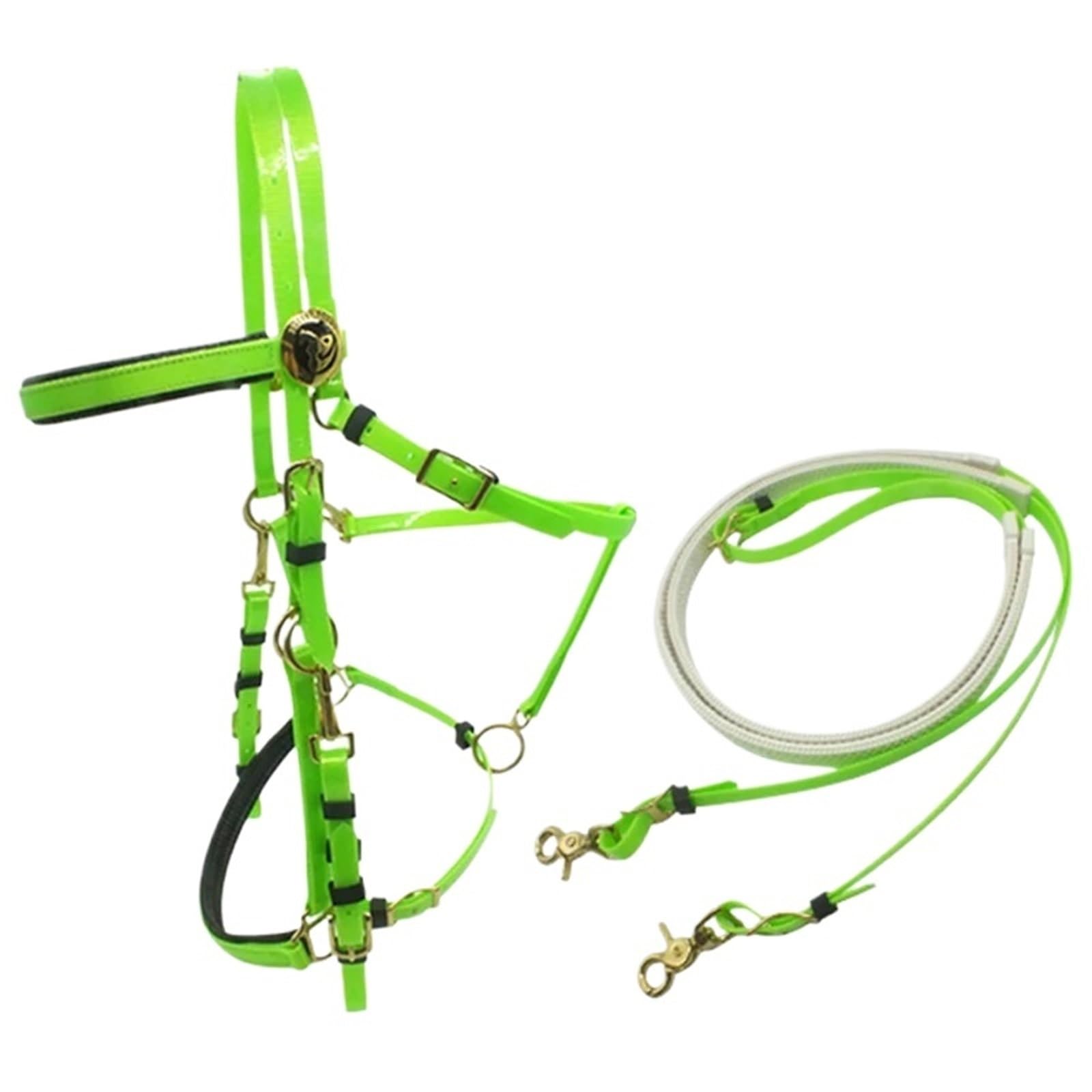 Riendas de brida caballo verde, silla montar sintética, Material nailon y PVC, cabestros, resistencia for sendero