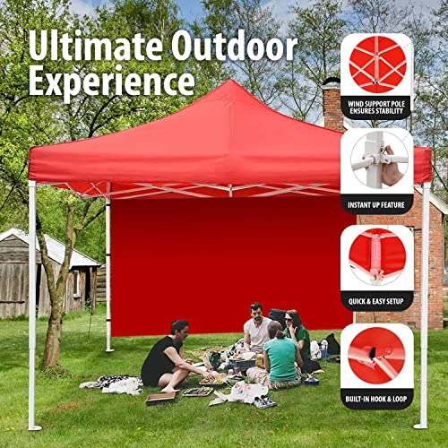 Image of ORILEY Heavy Duty Gazebo Tent 10x10 ft | 23.75 Kg Strong Frame | Foldable Pop-Up Canopy Tent with 3 Side Open | UV Protection Outdoor Folding Tent for Garden, Terrace, Events & Promotional Use (Red)