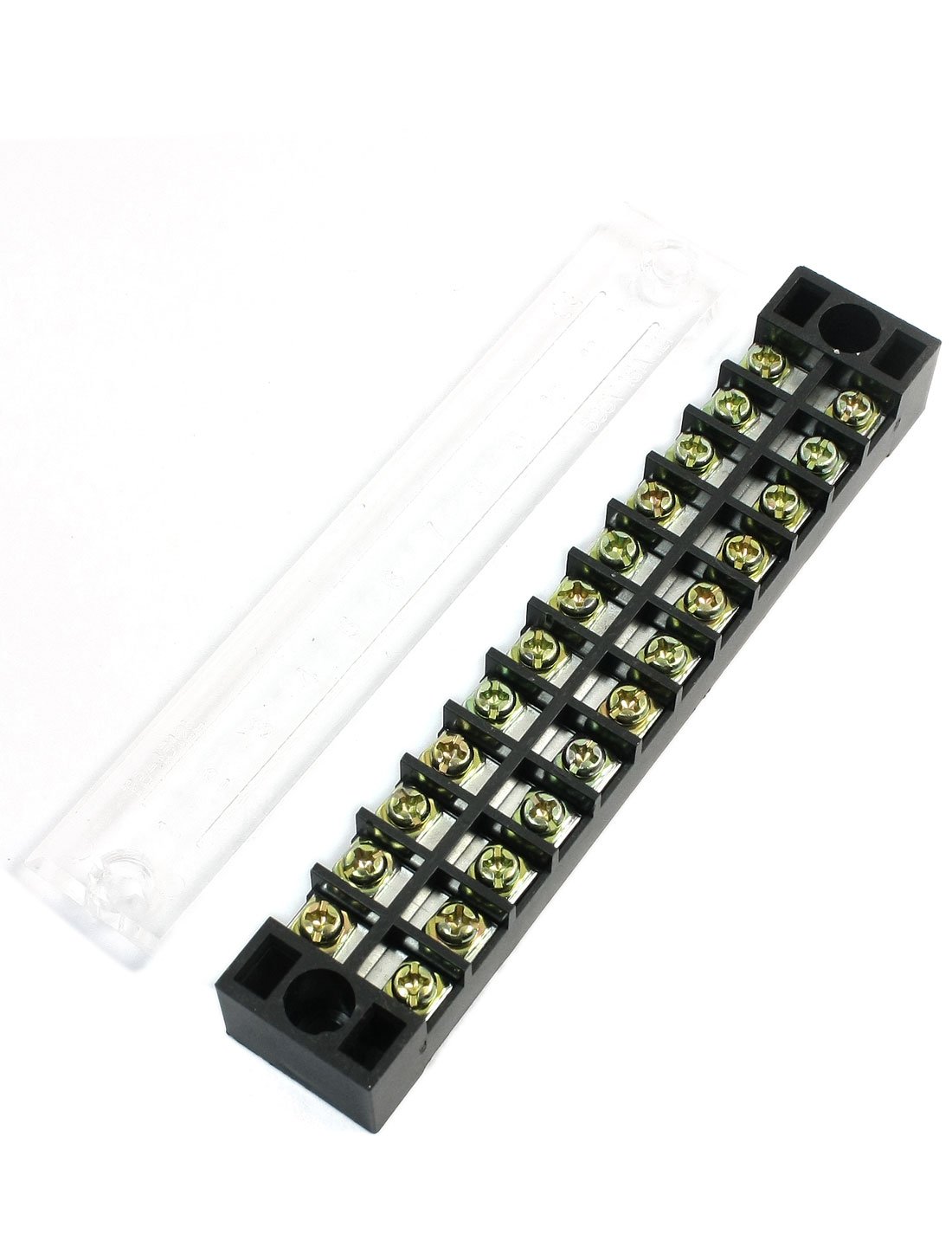 uxcell 5pcs Dual Rows 12 Positions Covered Screw Terminal Barrier 600V 15A